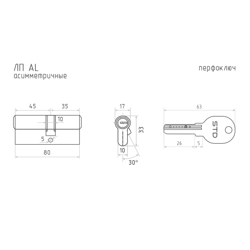 Схема Цилиндр STD Al ЛП цвет Золото Нора-М