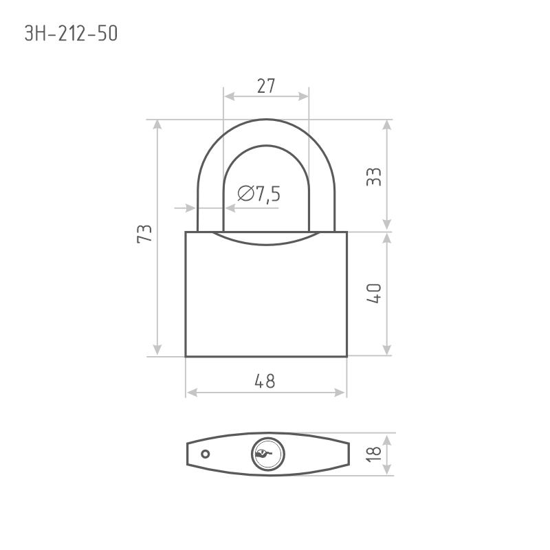Схема Замок навесной ЗН-212 цвет Темный Нора-М