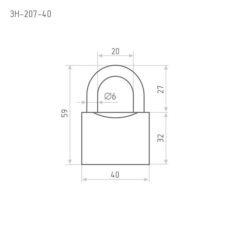 Схема Замок навесной ЗН-207 цвет Латунь Нора-М