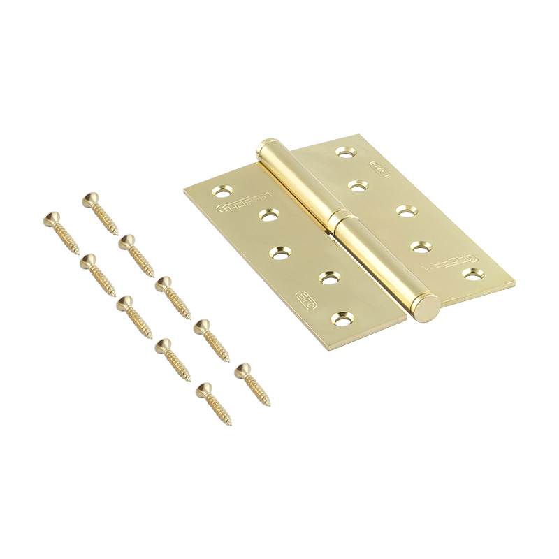 Комплектация и упаковка Петля левая/правая 750-5" STD (120*80*2,5) без колп. цвет Золото Нора-М