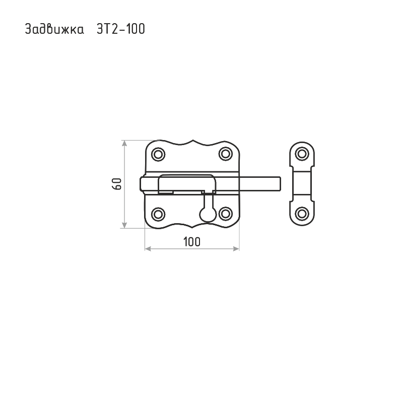 Схема Задвижка накладная ЗТ2-100 цвет Белый Нора-М