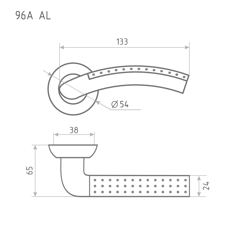 Схема Ручка дверная 96А AL цвет Золото Нора-М