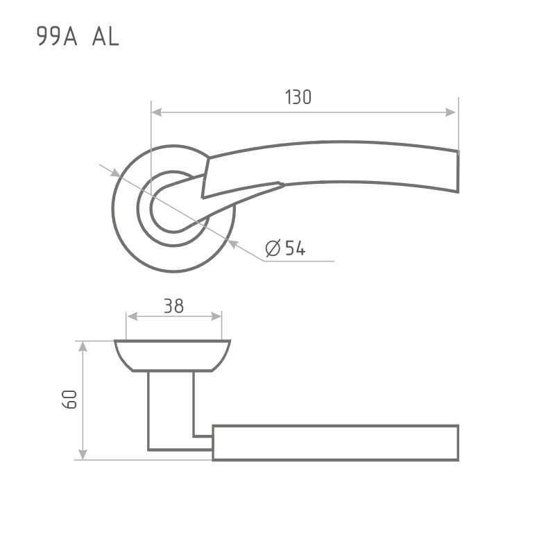 Схема Ручка дверная 99А AL цвет Золото/хром Нора-М