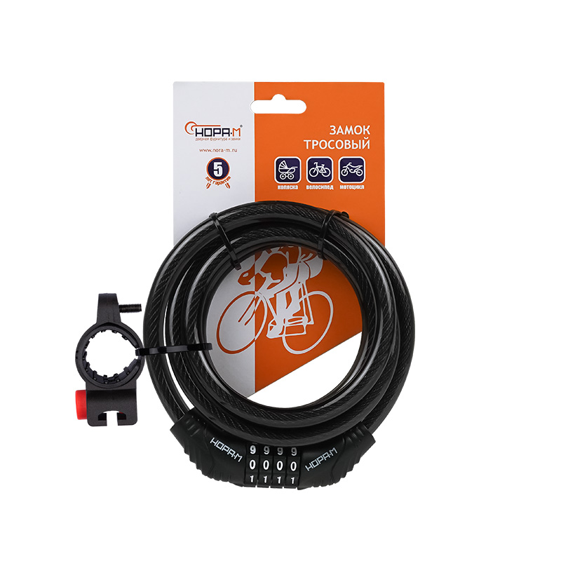 Комплектация и упаковка Велосипедный замок №21 с креплением на раму цвет Черный Нора-М