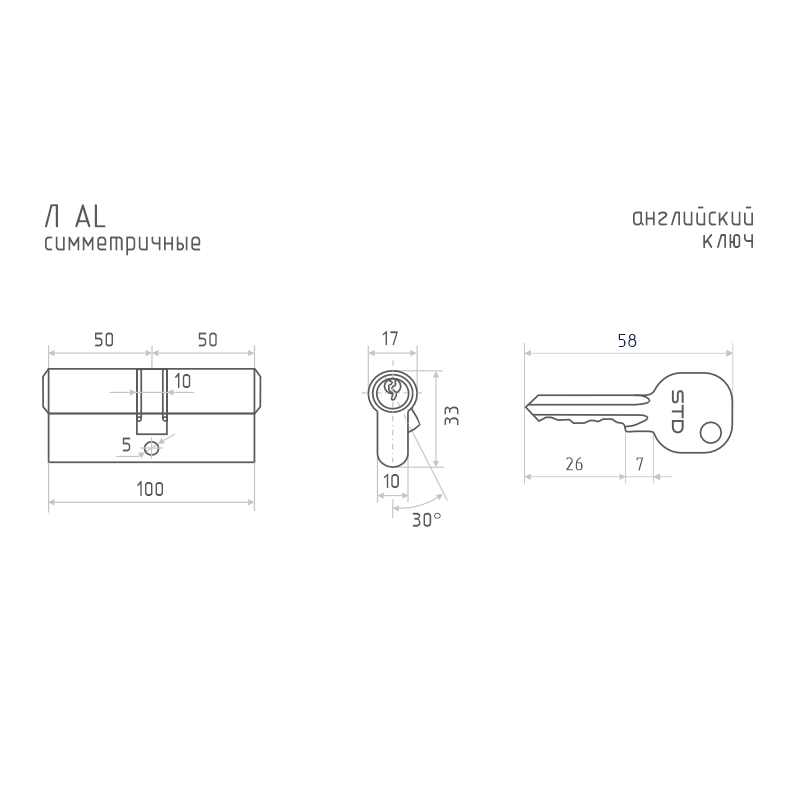Схема Цилиндр STD Al Л цвет Хром Нора-М