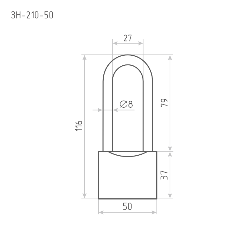 Схема Замок навесной ЗН-210 цвет Латунь Нора-М