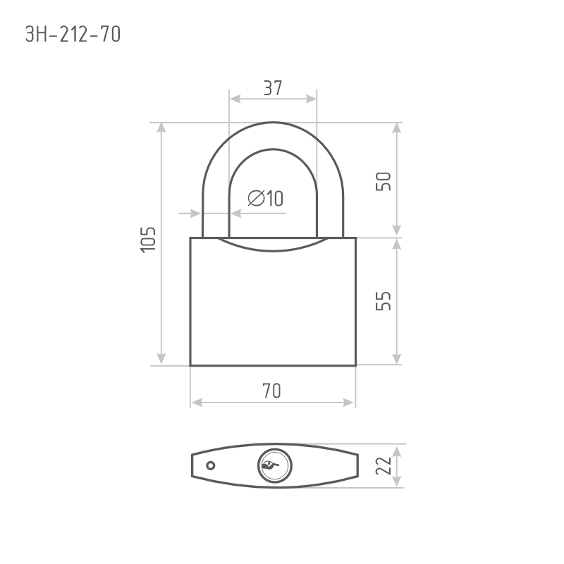 Схема Замок навесной ЗН-212 цвет Темный Нора-М