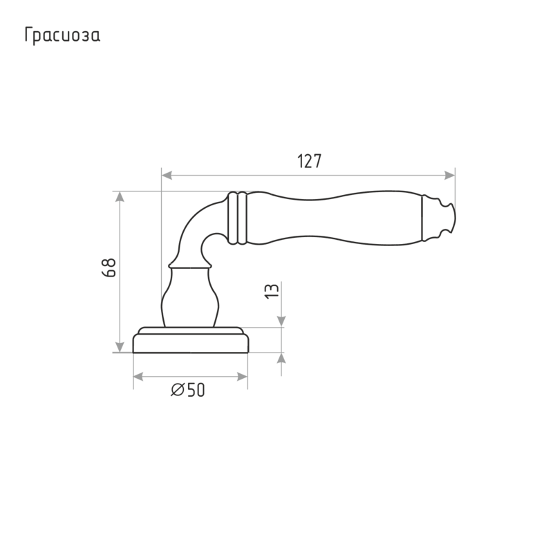 Схема Ручка дверная Грасиоза цвет Застаренное серебро Нора-М